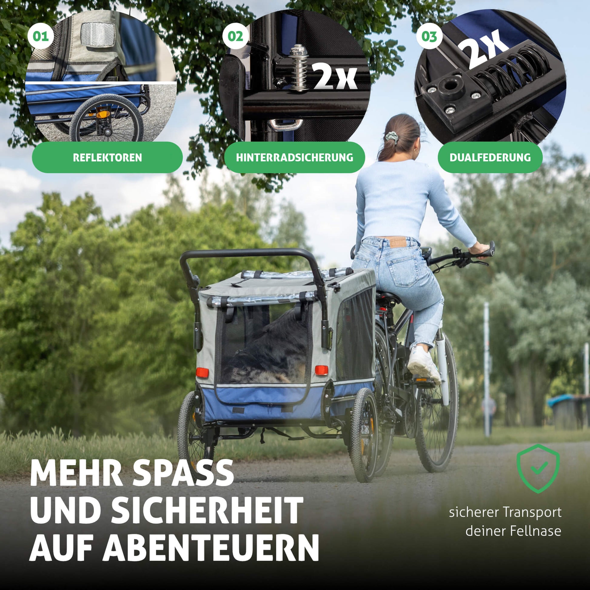 Fellbengel Fahrradanhänger Hund - 2 in 1 Hundefahrradanhänger Hundebuggy