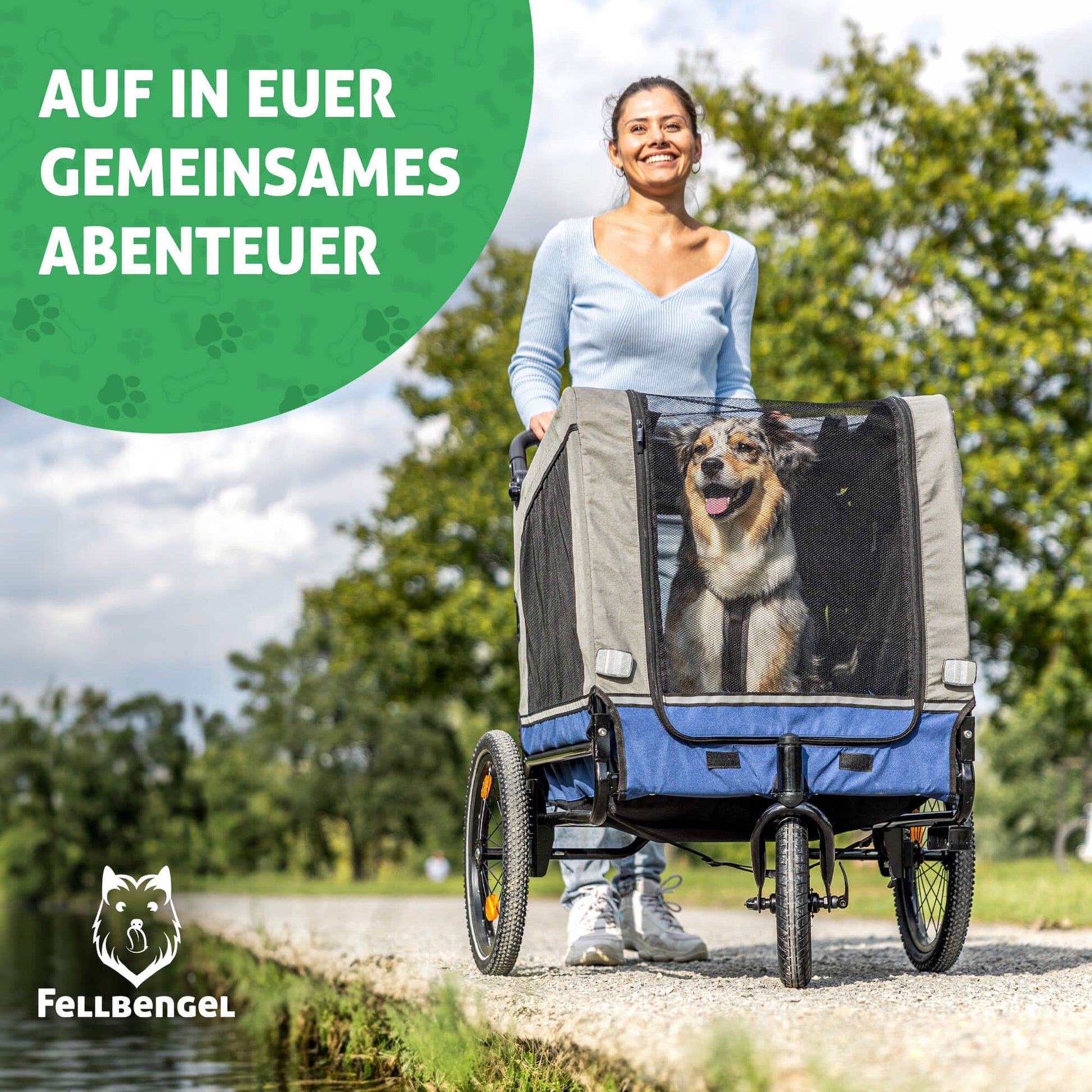 Fellbengel Fahrradanhänger Hund - 2 in 1 Hundefahrradanhänger Hundebuggy