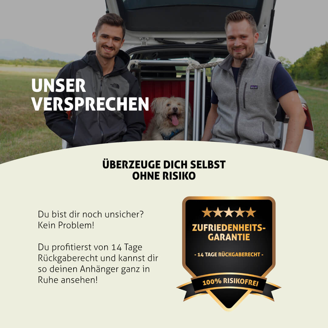 Fellbengel Fahrradanhänger Zufriedenheitsgarantie mit Siegel