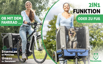 Fellbengel Fahrradanhänger Hund - 2 in 1 Hundefahrradanhänger Hundebuggy