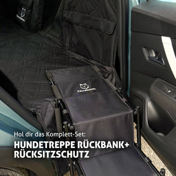 fellbengel hundetreppe für die rückbank mit der fellbengel hundedecke für die rückbank