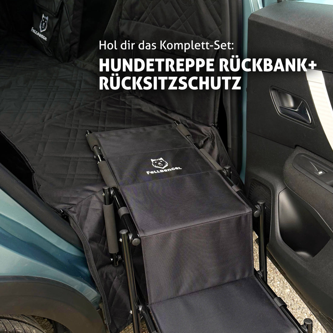 Fellbengel Hundetreppe Rückbank Einstiegshilfe und Rücksitzschutz Bundle